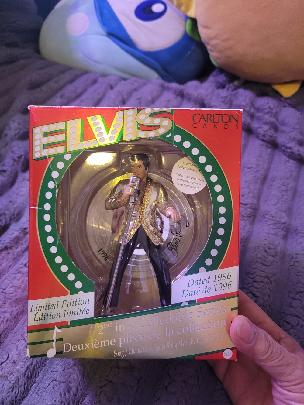 Vintage Collectible Carlton Cards Elvis Figurine in Gold and Black Christmas